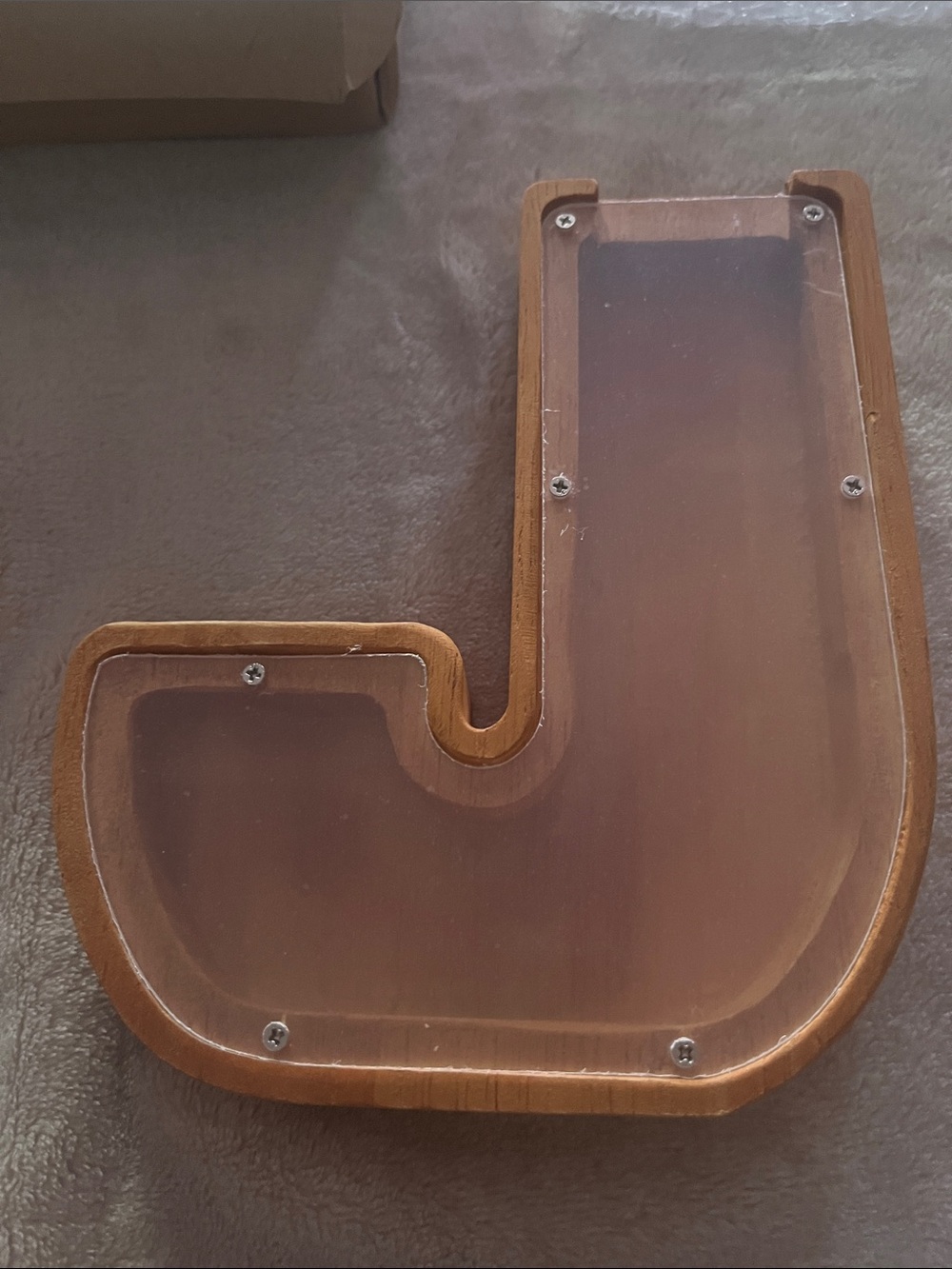 Wooden Letter J Decorative Bank - Brown